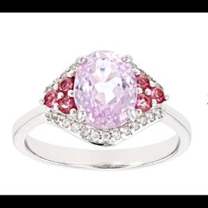 Kunzite and Tourmaline Ring in 925 Silver